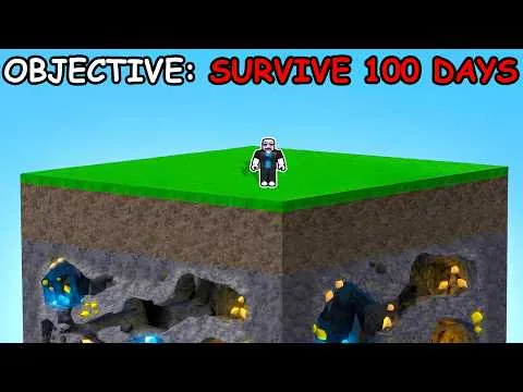 i survived 100 DAYS on a CHUNK in Roblox...